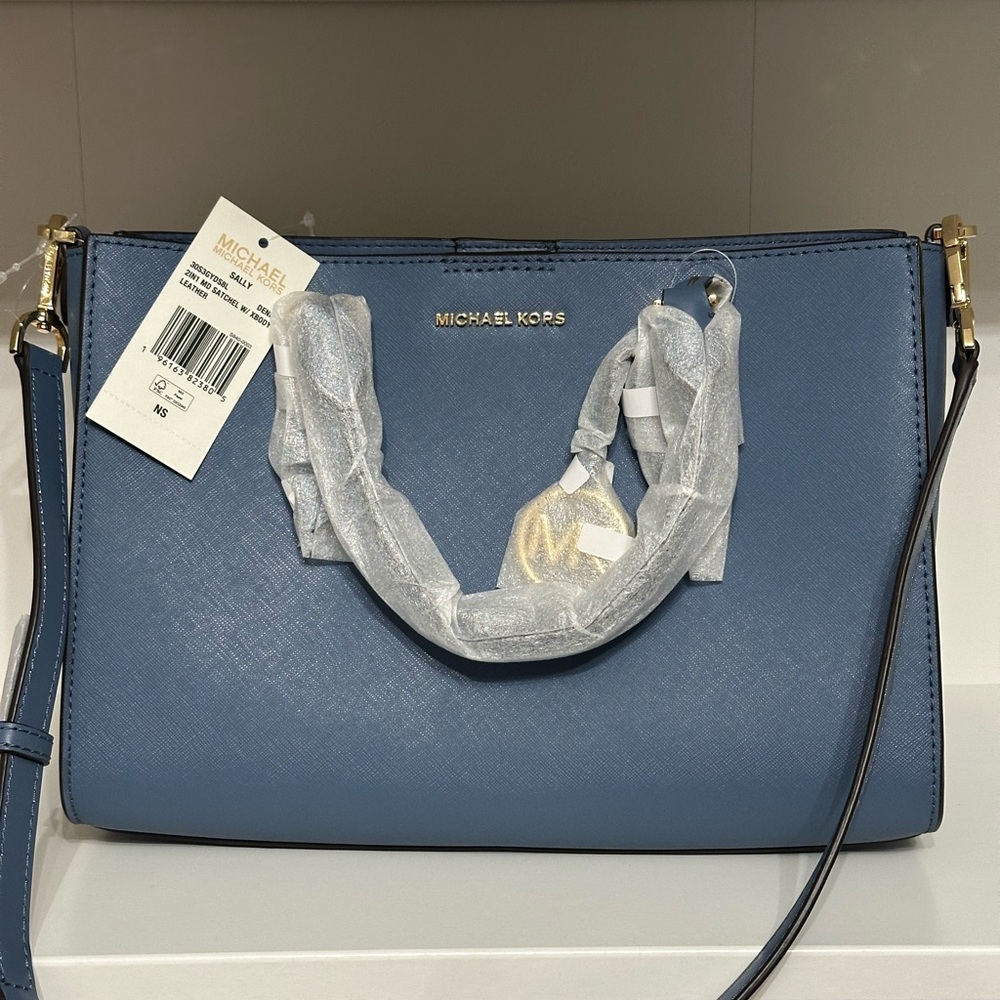 Michael Kors Slate Blue Saffiano Leather Shoulder Bag